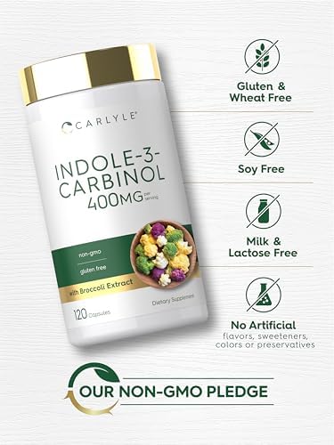 Suplemento Carlyle Indole-3-Carbinol 400 mg | 120 Cápsulas | Mezcla de I3C con Brócoli y Resveratrol | Vegetariano, Sin OGM y Sin Gluten - imagen 5