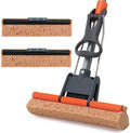 Mopa Esponja para Limpieza de Pisos con 2 Recambios de Cabezal de Celulosa y Mango de 55”, Mopa Rodante Resistente, Fácil Autoexprimible para Piso de - imagen 1