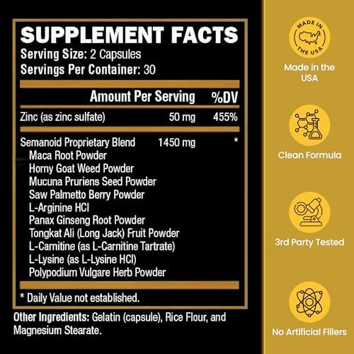 SEMANOID (60 Cáps) Fórmula Máxima de Fertilidad y Aumentador de Semen - Ingredientes Avanzados para la Fertilidad y Mezcla de Vitaminas Prenatales - imagen 4