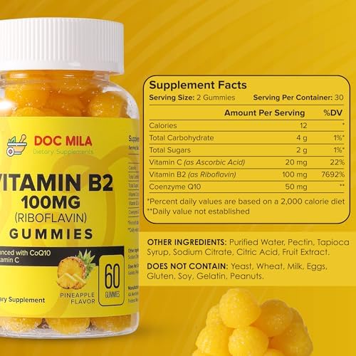 Gomitas Doc Mila de Vitamina B2 100mg para Adultos y Niños - Suplemento de Riboflavina 100mg - imagen 2
