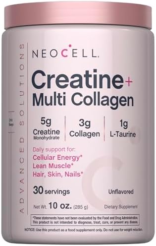 NeoCell Creatina Monohidratada en Polvo | 10 oz | con Multi Colágeno Peptídico | Suplemento para Cabello, Piel y Uñas | Sin Sabor | Para Mujeres y - imagen 1