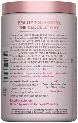 NeoCell Creatina Monohidratada en Polvo | 10 oz | con Multi Colágeno Peptídico | Suplemento para Cabello, Piel y Uñas | Sin Sabor | Para Mujeres y - imagen 3