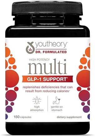 Youtheory Multi Alta Potencia - 150 Cápsulas Vegetarianas (Suministro para 75 Días) - Multivitamínico con Soporte GLP-1, Vitamina D, C y Hierro - - imagen 1