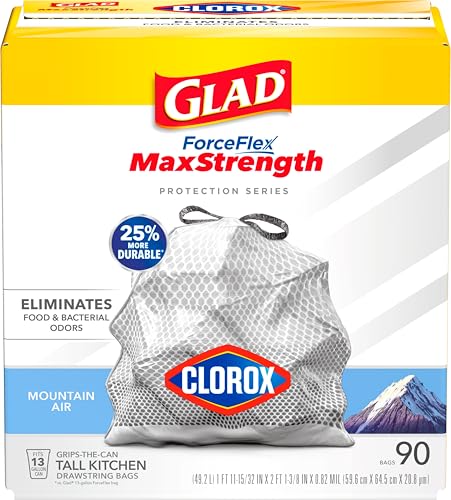 Bolsas de Basura Glad para Cocina Altas de 13 Galones, MaxStrength Mountain Air, con Cuerda, 90 Piezas - imagen 2