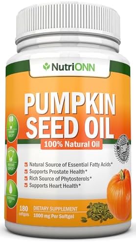 Aceite de Semilla de Calabaza NutriONN - 1000MG - 180 Softgels - Aceite Natural Prensado en Frío - Fuente de Ácidos Grasos Esenciales - Ideal para el - imagen 1