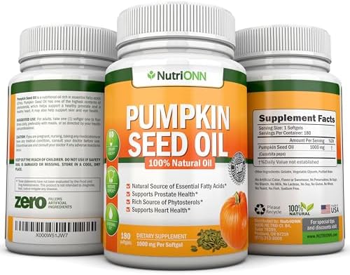 Aceite de Semilla de Calabaza NutriONN - 1000MG - 180 Softgels - Aceite Natural Prensado en Frío - Fuente de Ácidos Grasos Esenciales - Ideal para el - imagen 7