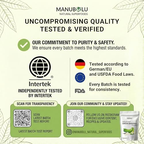 Polvo de Plátano Verde MANUBOLU 500g | Almidón Resistente | Fibra Prebiótica 100% Natural, Sin Azúcar | Libre de Gluten, Paleo y Vegano - imagen 7