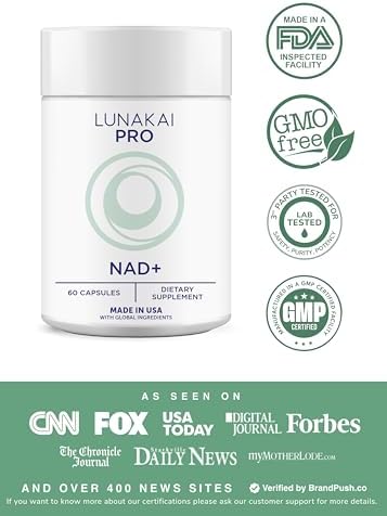 Lunakai Suplemento Natural de NAD+ Hecho en EE. UU. con NR y Resveratrol – Apoyo a la Salud Celular y el Envejecimiento Saludable, 60 cápsulas - imagen 2