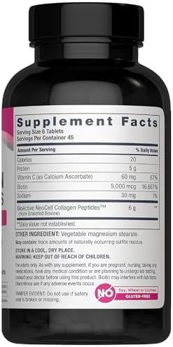 NeoCell Colágeno Avanzado en Péptidos | 270 Tabletas | 6000mg | Para Mujeres y Hombres | Con Vitamina C y Biotina | Sin OGM, Gluten ni Soja - imagen 3