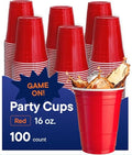 Vasos Rojos Desechables - Vasos de Plástico para Fiestas [16 oz - Paquete de 100] Vasos Divertidos y Duraderos para Beber y Jugar - Caja de 100 - imagen 1