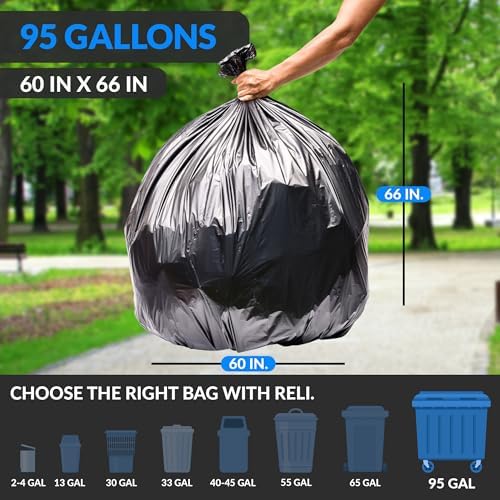 Bolsas de Basura Reli. 95 Resistentes | 30 Bolsas | Tamaño Extra Grande para Limpieza de Basura (Negro) - imagen 2