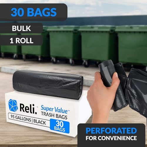 Bolsas de Basura Reli. 95 Resistentes | 30 Bolsas | Tamaño Extra Grande para Limpieza de Basura (Negro) - imagen 3