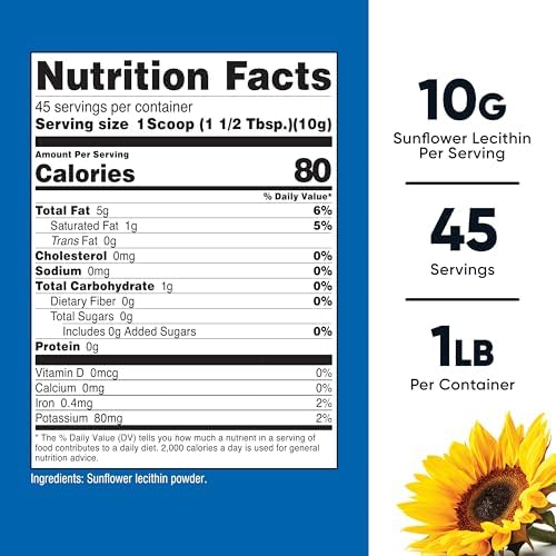 Lecitina de Girasol Nutricost (1 Libra) - Fosfatidilcolina Natural, Vegana, Sin Gluten, Sin OGM - imagen 2