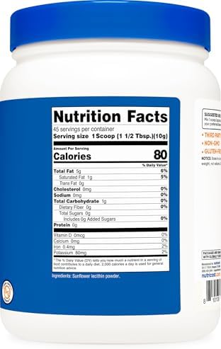 Lecitina de Girasol Nutricost (1 Libra) - Fosfatidilcolina Natural, Vegana, Sin Gluten, Sin OGM - imagen 5