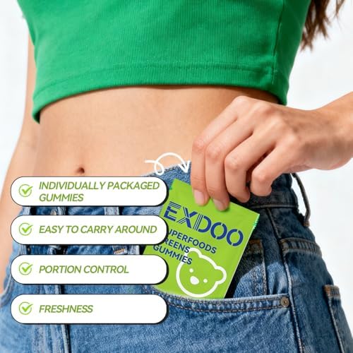 Gomitas de Fibra Super Greens Exdoo - Multivitamínico Superfood con Espirulina, Clorela, Prebióticos y Probióticos para la Salud Digestiva - 15 - imagen 5