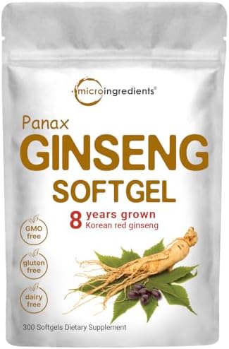 Suplemento de Ginseng Rojo Panax Micro Ingredients 300 Softgels | Extracto de Raíz de Ginseng Coreano de Alta Potencia | Apoya Energía y Salud - imagen 1