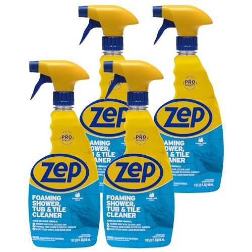Limpiador Espumoso para Ducha, Bañera y Azulejos Zep - 32 oz (Caja de 4) ZUPFTT324 - Fórmula Sin Frotar, Elimina Acumulaciones Difíciles al Contacto - imagen 1