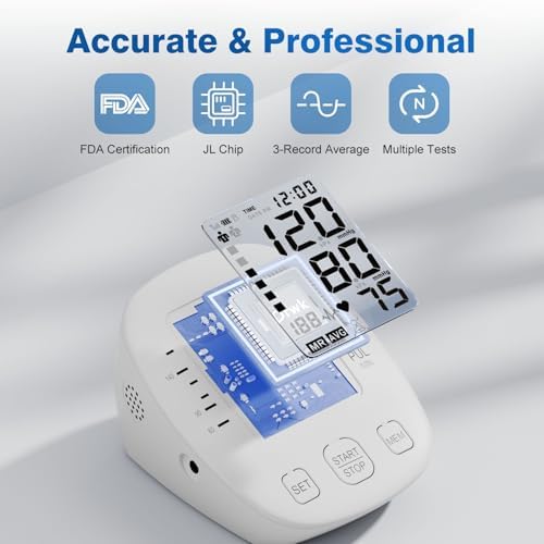 Monitores de Presión Arterial Automáticos para Uso en Casa, Máquina Digital BP con Manguito Ajustable (22-42 cm), Pantalla LCD Grande Retroiluminada - imagen 2