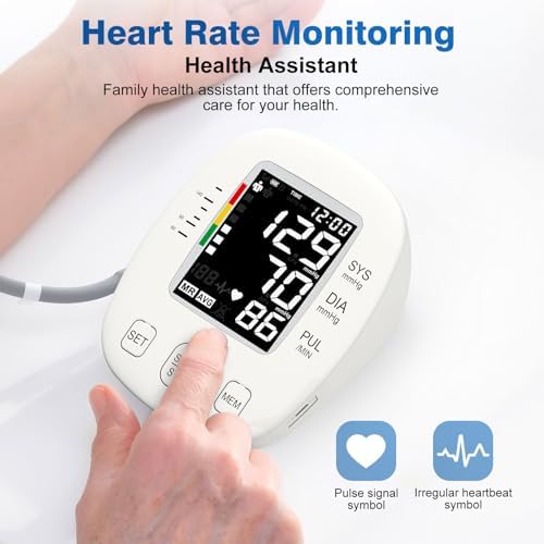 Monitores de Presión Arterial Automáticos para Uso en Casa, Máquina Digital BP con Manguito Ajustable (22-42 cm), Pantalla LCD Grande Retroiluminada - imagen 3