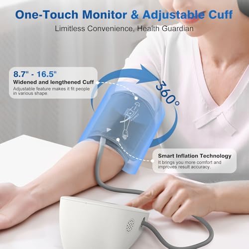 Monitores de Presión Arterial Automáticos para Uso en Casa, Máquina Digital BP con Manguito Ajustable (22-42 cm), Pantalla LCD Grande Retroiluminada - imagen 4
