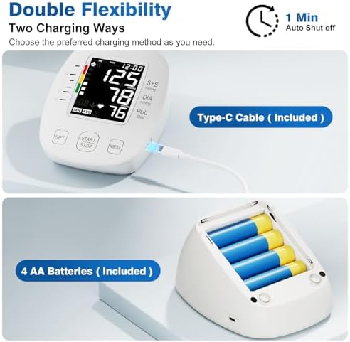 Monitores de Presión Arterial Automáticos para Uso en Casa, Máquina Digital BP con Manguito Ajustable (22-42 cm), Pantalla LCD Grande Retroiluminada - imagen 7
