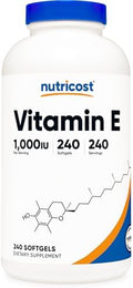Nutricost Vitamina E 1,000 IU (450mg) 240 Cápsulas Blandas - Libre de OGM, Sin Gluten - imagen 1