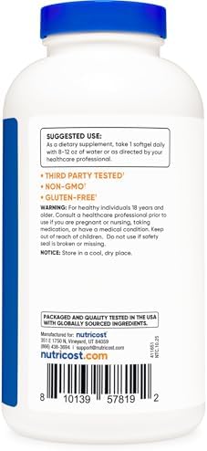 Nutricost Vitamina E 1,000 IU (450mg) 240 Cápsulas Blandas - Libre de OGM, Sin Gluten - imagen 4