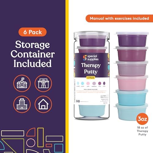 Pasta Terapéutica Special Supplies para Niños y Adultos - Kit de Ejercicios de Mano para Alivio del Estrés, 6 Resistencias, 3 Onzas Cada Una - - imagen 4