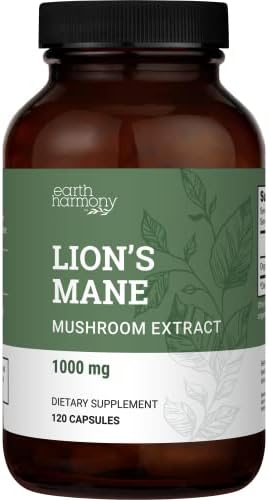 Suplemento Orgánico de Melena de León Earth Harmony Naturals (1000mg), 120 Cápsulas para Enfoque y Memoria - Suministro para 2 Meses - imagen 1