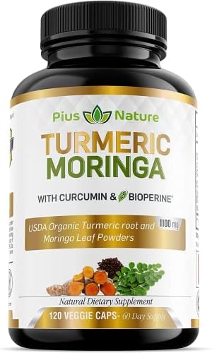 Suplementos Orgánicos de Cúrcuma y Moringa PIUS NATURE - 120 Cápsulas Veganas para Hombres y Mujeres - imagen 1