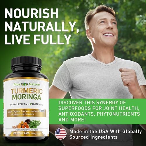 Suplementos Orgánicos de Cúrcuma y Moringa PIUS NATURE - 120 Cápsulas Veganas para Hombres y Mujeres - imagen 2