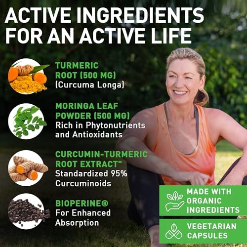 Suplementos Orgánicos de Cúrcuma y Moringa PIUS NATURE - 120 Cápsulas Veganas para Hombres y Mujeres - imagen 3