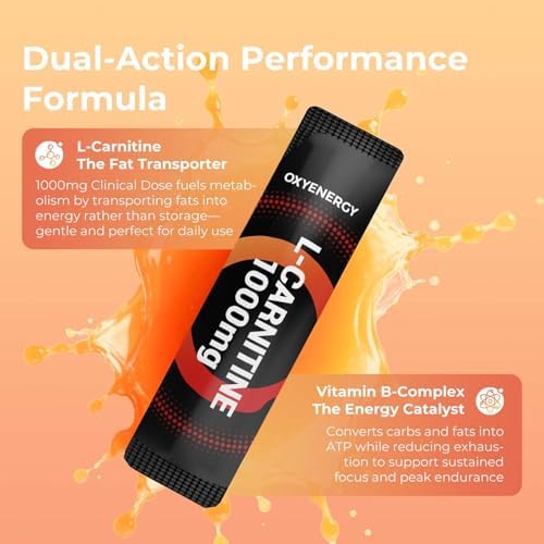Suplemento Líquido L-Carnitina OxyEnergy 1000mg - Suave para Uso Diario, Sin Calorías, Sin Azúcar, Sin Estimulantes, Aumentador de Quema de Grasa y - imagen 3