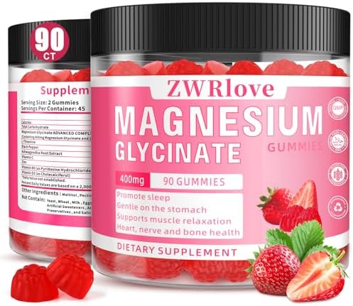 Gomitas de Magnesio Glicinato 400 mg con Ashwagandha, Malato de Magnesio y L-Teanina para Adultos y Niños, Suplemento Masticable para Sueño y - imagen 1