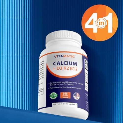 Suplemento de Calcio Vitamatic 1200mg con D3, K2 y B12, Apoyo a la Inmunidad y Salud Ósea - 365 Tabletas Recubiertas - imagen 5