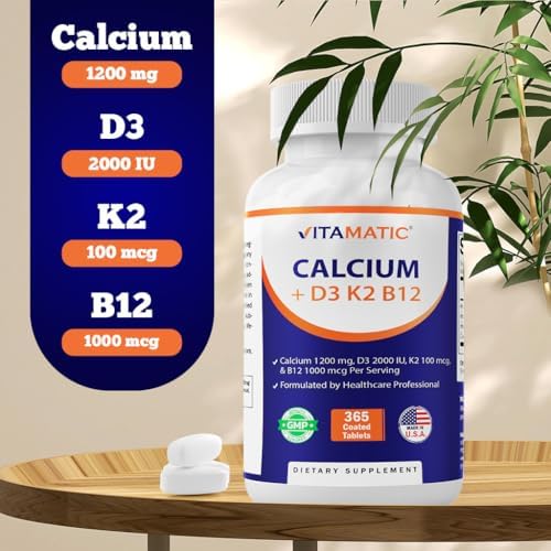 Suplemento de Calcio Vitamatic 1200mg con D3, K2 y B12, Apoyo a la Inmunidad y Salud Ósea - 365 Tabletas Recubiertas - imagen 7