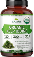 Zazzee Extracto de Algas Kelp Orgánicas USDA 30:1, 300 mcg por Cápsula, 120 Cápsulas Veganas, Suministro para 4 Meses, Algas Noruegas Cosechadas del - imagen 1