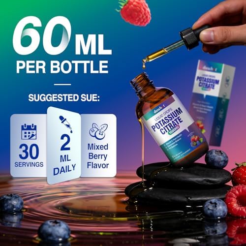 Suplemento de Citrato de Potasio Líquido, 1000mg de Potasio en Gotas para Hombres y Mujeres, con Citrato de Zinc, Vitamina B6, Sodio y Taurina, 2 Fl - imagen 4