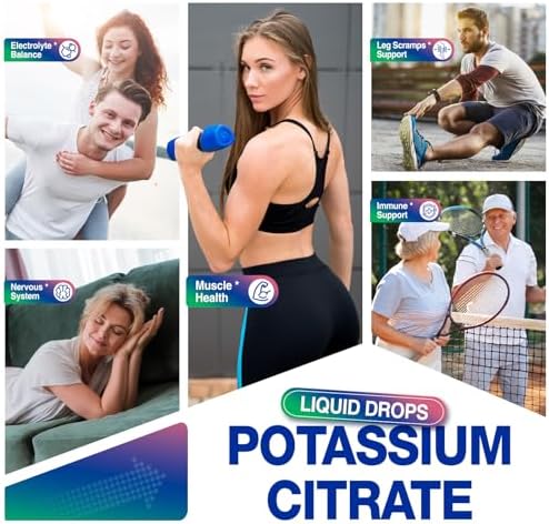 Suplemento de Citrato de Potasio Líquido, 1000mg de Potasio en Gotas para Hombres y Mujeres, con Citrato de Zinc, Vitamina B6, Sodio y Taurina, 2 Fl - imagen 6
