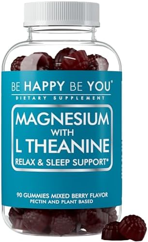 Gomitas de Magnesio Glycinate Be Happy Be You con L-Theanine – Apoyo para la Relajación y Sueño – Veganas, Sin Gelatina, Sabor Frutas Mixtas – 90 Ct - imagen 1