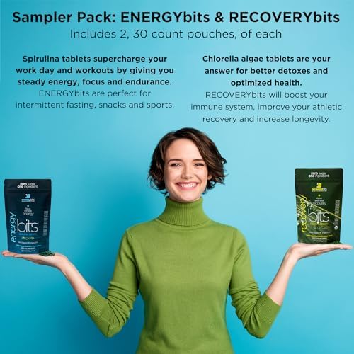 ENERGYbits/RECOVERYbits - Tabletas Orgánicas de Spirulina y Chlorella - Paquetes de Muestra Individual - Superalimento de Algas - Alto en Proteínas, - imagen 3