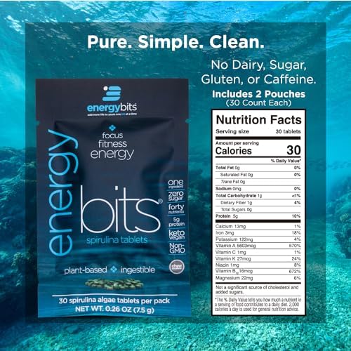 ENERGYbits/RECOVERYbits - Tabletas Orgánicas de Spirulina y Chlorella - Paquetes de Muestra Individual - Superalimento de Algas - Alto en Proteínas, - imagen 5