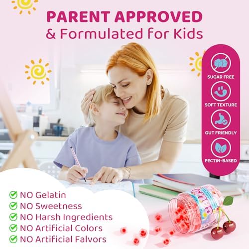 Gomitas Calmantes para Niños con Magnesio Bisglicinato y Azafrán + Omega 3 Vegano - Suplemento de Magnesio Chelado con L-Teanina y Manzanilla, Sin - imagen 6
