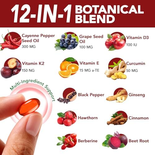 Cápsulas de Pimienta de Cayena 240 Softgels - Suplementos 12 en 1 con Vitamina D3, K2 y E, Cúrcuma, Remolacha y Extracto de Pimienta Negra - Apoya la - imagen 3