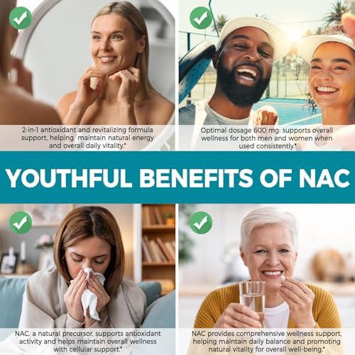 Suplemento NAC AIQIUSHA 600mg, Softgels de N-Acetil Cisteína con Aceite de Coco y MCT, Apoya la Actividad Antioxidante y Función Celular, 300 Softgels - imagen 7