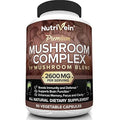 Suplemento Premium de Hongos Nutrivein 2600 mg - Botella de 120 Cápsulas - Complejo Nootrópico de 11 Hongos: Melena de León, Cordyceps, Chaga, - imagen 1