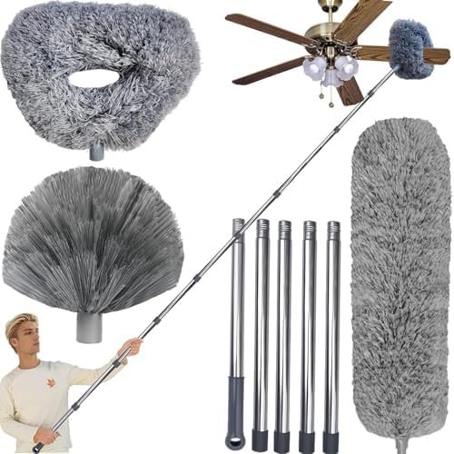Duster de Microfibra de 20+ Pies para Techos Altos con Varilla Extensible de 3-14 Pies, Ideal para Limpiar Telarañas, Esquinas y Persianas - imagen 1