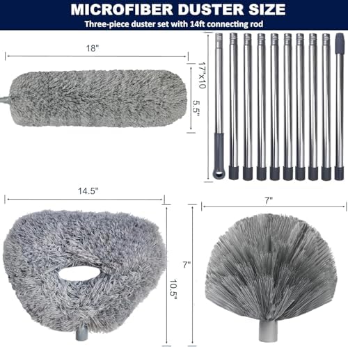 Duster de Microfibra de 20+ Pies para Techos Altos con Varilla Extensible de 3-14 Pies, Ideal para Limpiar Telarañas, Esquinas y Persianas - imagen 2