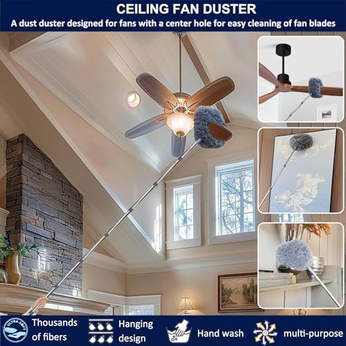 Duster de Microfibra de 20+ Pies para Techos Altos con Varilla Extensible de 3-14 Pies, Ideal para Limpiar Telarañas, Esquinas y Persianas - imagen 5