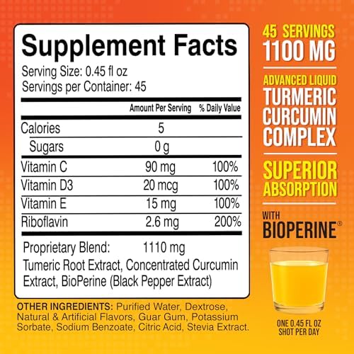 MBS Biotechnology Cúrcuma Líquida Avanzada – Curcumina de Alta Absorción con Pimienta Negra y Vitamina D3 – Soporte para Articulaciones, Inflamación - imagen 2